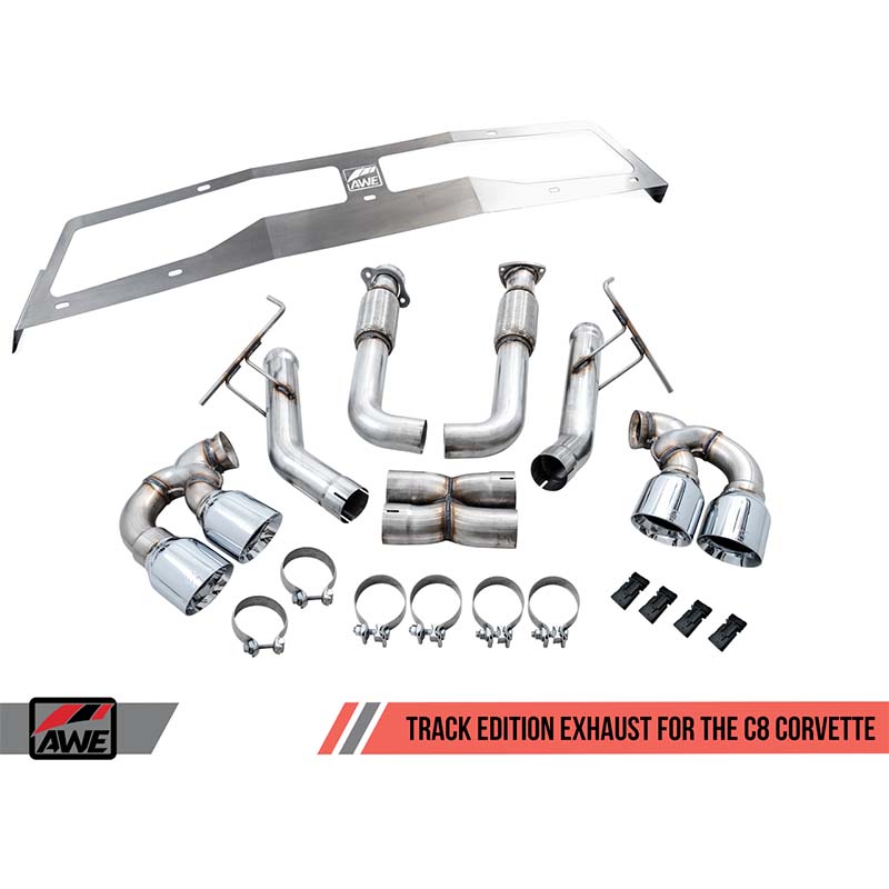 AWE Tuning | Track Cat-Back Exhaust Black Tips - Corvette C8 6.2L 2020-2022