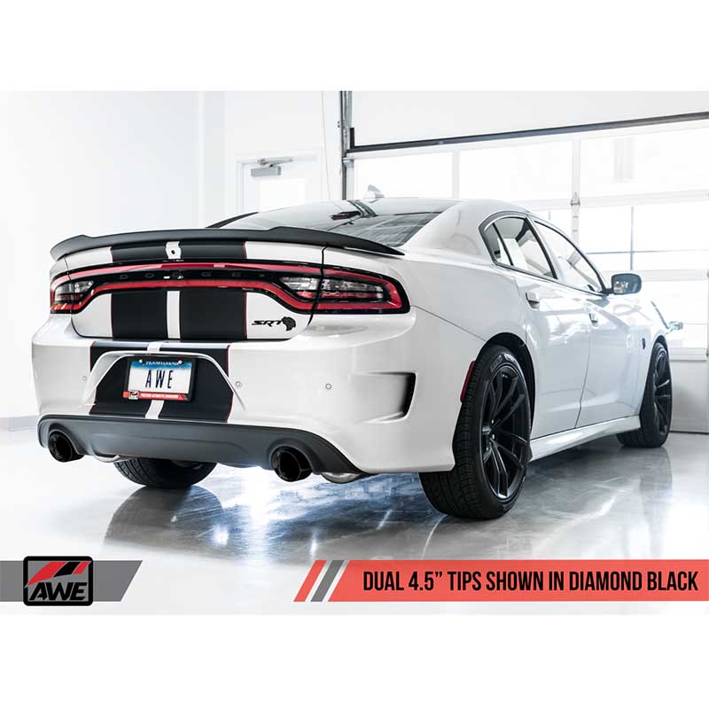 AWE Tuning | Track Cat-Back Exhaust Black Tips - Charger 6.2L / 6.4L 2015-2021