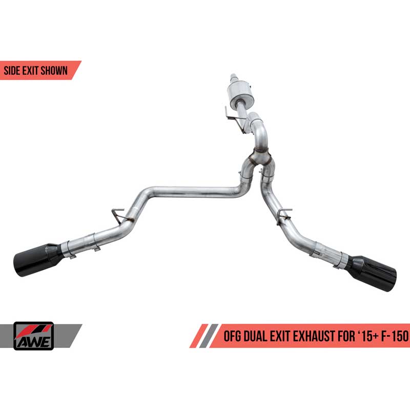AWE Tuning | 0FG Cat-Back Exhaust 5" Black Tips - F-150 2015-2020 AWE Tuning Cat-Back Exhausts