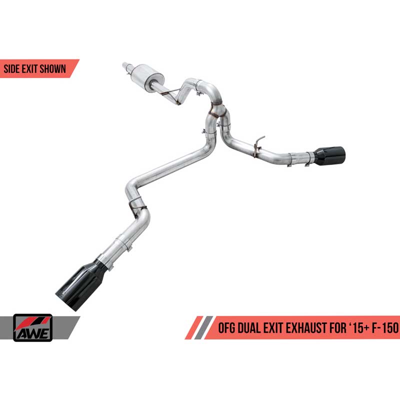 AWE Tuning | 0FG Cat-Back Exhaust 5" Black Tips - F-150 2015-2020 AWE Tuning Cat-Back Exhausts