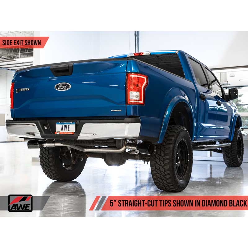 AWE Tuning | 0FG Cat-Back Exhaust 5" Black Tips - F-150 2.7T / 3.5T / 5.0L 2015-2020