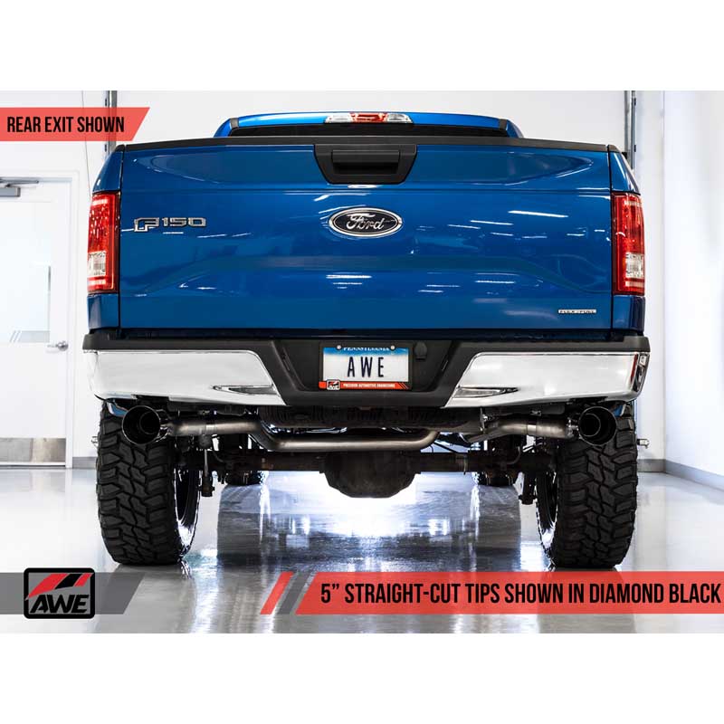 AWE Tuning | 0FG Cat-Back Exhaust 5" Black Tips - F-150 2.7T / 3.5T / 5.0L 2015-2020