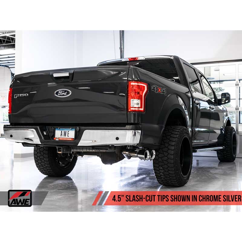 AWE Tuning | 0FG Cat-Back Exhaust 4.5" Black Tips - F-150 2015-2020 AWE Tuning Cat-Back Exhausts