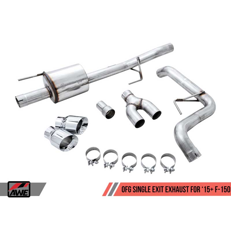 AWE Tuning | 0FG Cat-Back Exhaust 4.5" Black Tips - F-150 2015-2020 AWE Tuning Cat-Back Exhausts