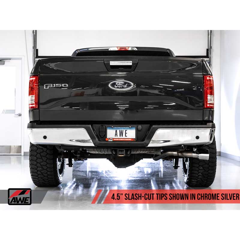 AWE Tuning | 0FG Cat-Back Exhaust 4.5" Black Tips - F-150 2015-2020 AWE Tuning Cat-Back Exhausts