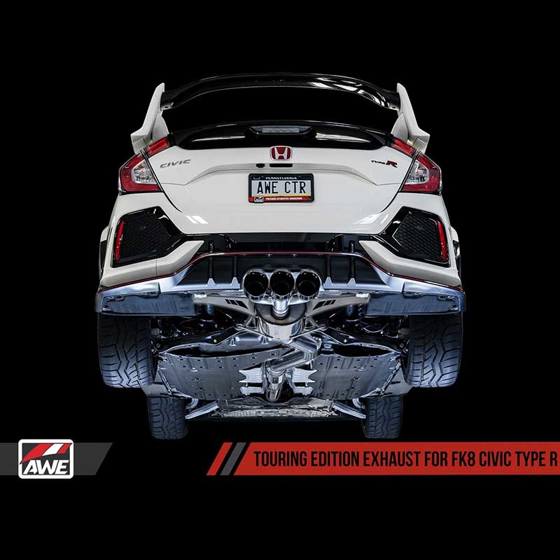 AWE Tuning | Touring Cat-Back Exhaust Tri Chrome Tips - Civic Type R 2.0T 2017-2021