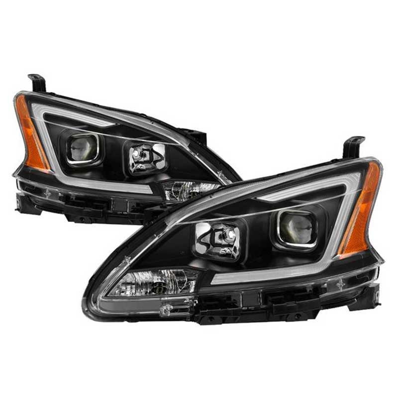 Xtune | Projector Headlights - DRL LED Light Bar - Black Xtune DRL Bar Headlights