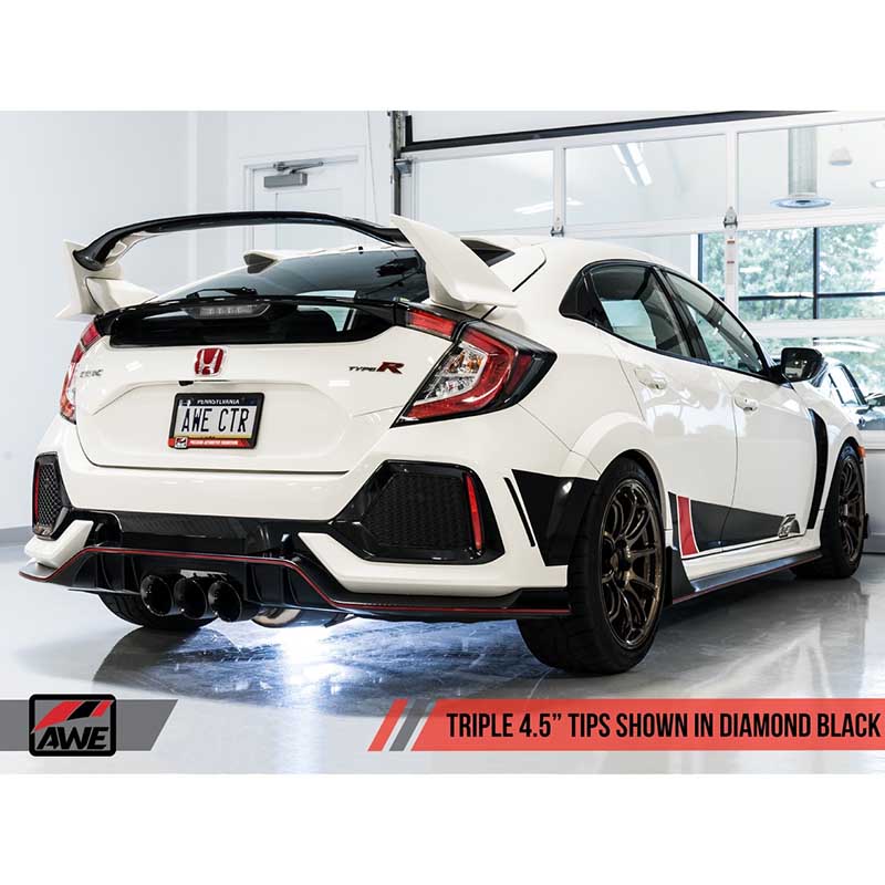 AWE Tuning | Track Cat-Back Exhaust Tri Black Tips - Civic Type R 2.0T 2017-2021