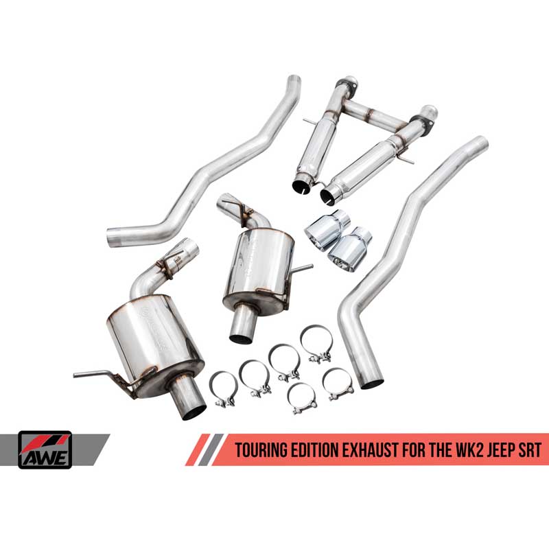 AWE Tuning | Touring Cat-Back Exhaust Black Tips - Grand Cherokee SRT 6.4L 2014-2021