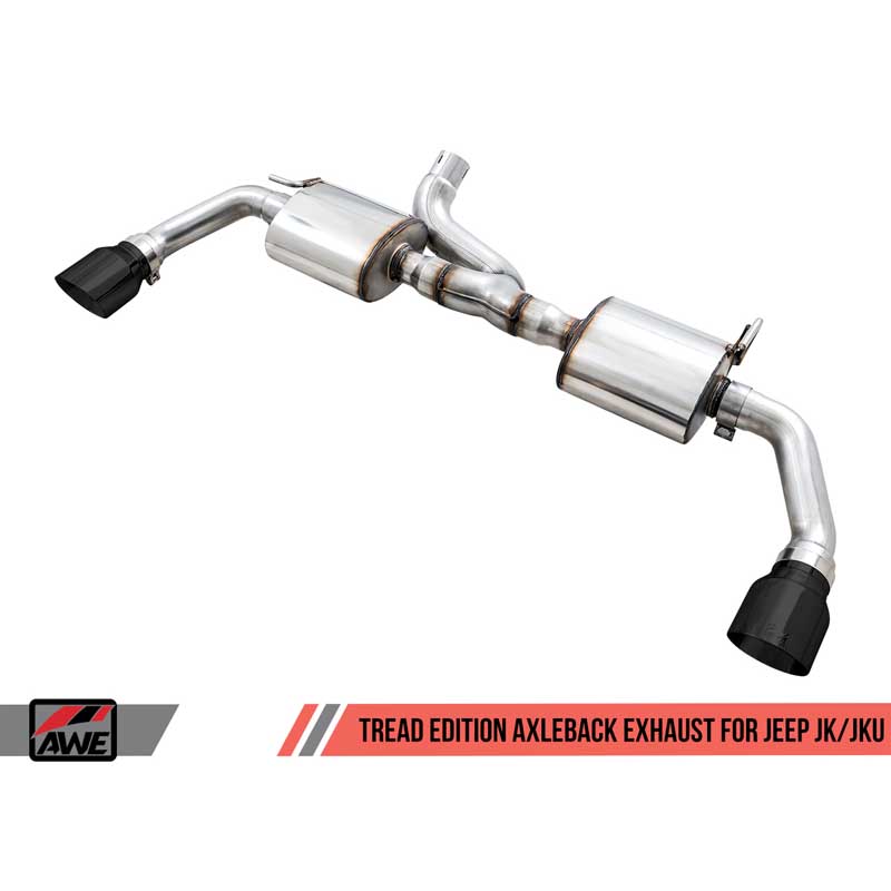 AWE Tuning | Tread Axle-Back Exhaust Black Tips - Wrangler (JK) 3.6L 2012-2018 AWE Tuning Axle-Back Exhausts
