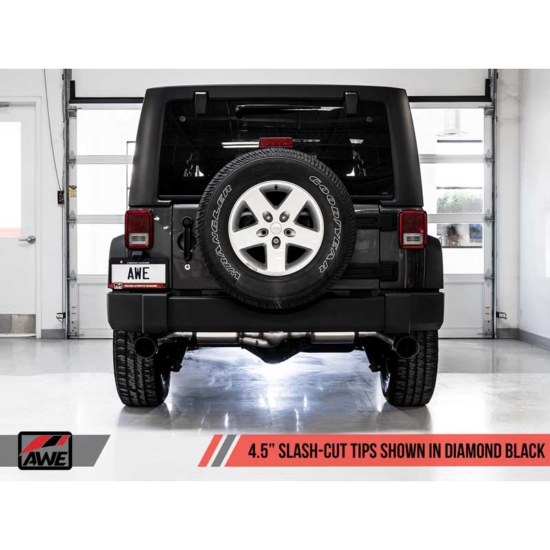 AWE Tuning | Tread Axle-Back Exhaust Black Tips - Wrangler (JK) 3.6L 2012-2018 AWE Tuning Axle-Back Exhausts