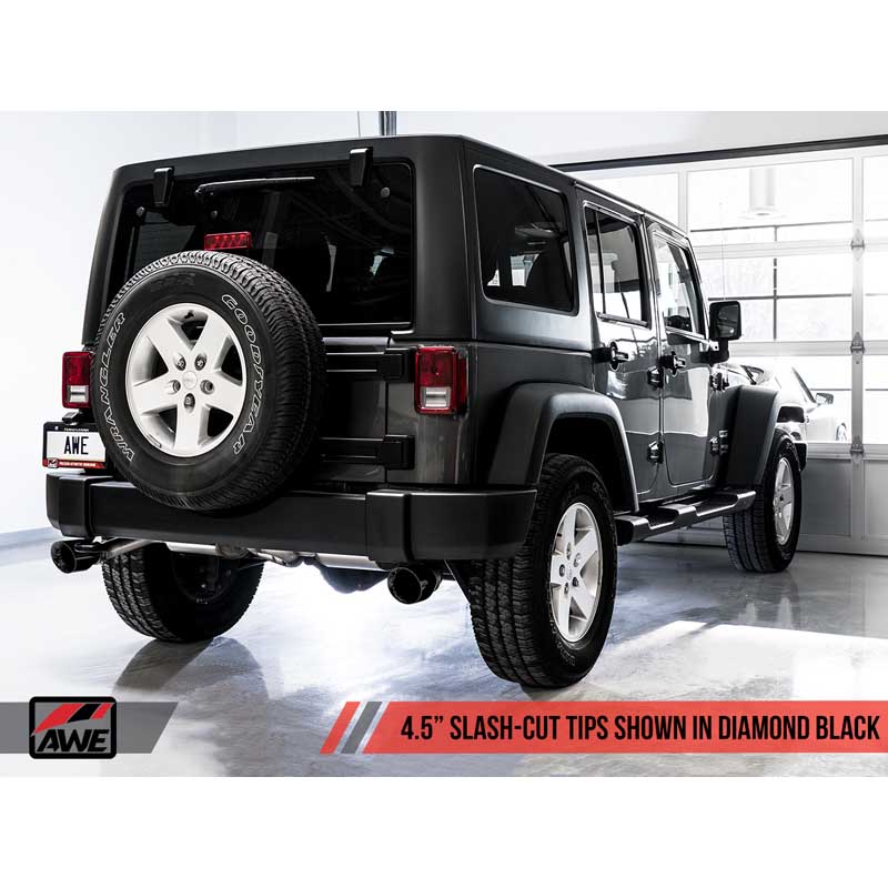 AWE Tuning | Tread Axle-Back Exhaust Black Tips - Wrangler (JK) 3.6L 2012-2018 AWE Tuning Axle-Back Exhausts