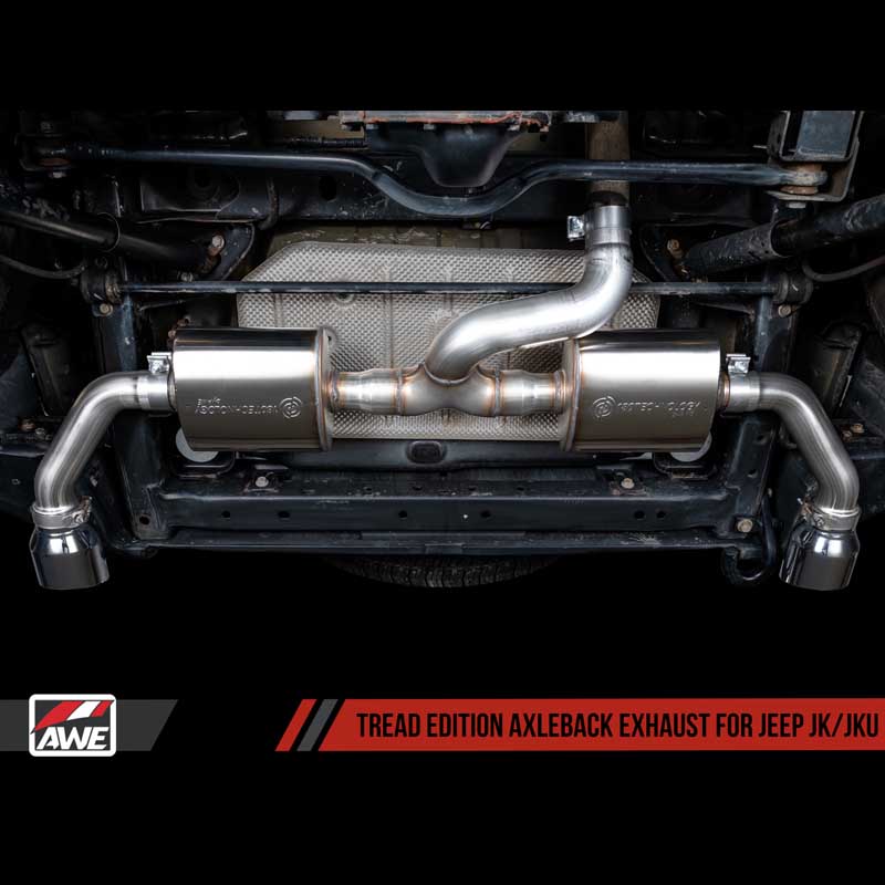 AWE Tuning | Tread Axle-Back Exhaust Black Tips - Wrangler (JK) 3.6L 2012-2018 AWE Tuning Axle-Back Exhausts