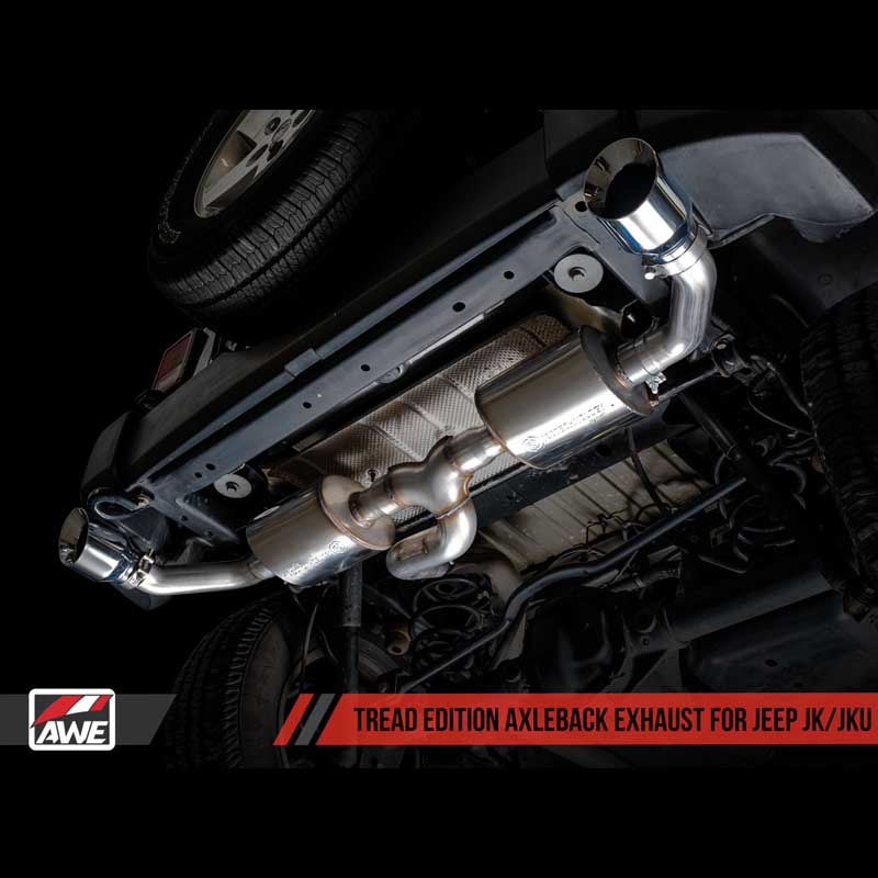 AWE Tuning | Tread Axle-Back Exhaust Black Tips - Wrangler (JK) 3.6L 2012-2018 AWE Tuning Axle-Back Exhausts