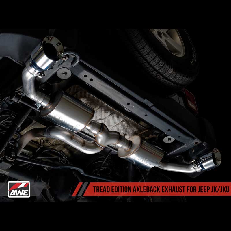 AWE Tuning | Tread Axle-Back Exhaust Black Tips - Wrangler (JK) 3.6L 2012-2018 AWE Tuning Axle-Back Exhausts