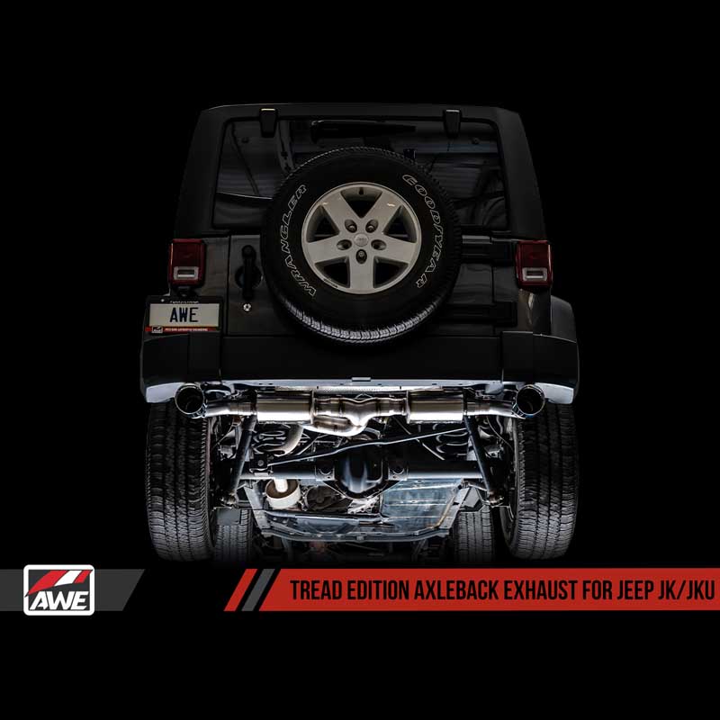 AWE Tuning | Tread Axle-Back Exhaust Black Tips - Wrangler JK / JKU 3.6L 2012-2018