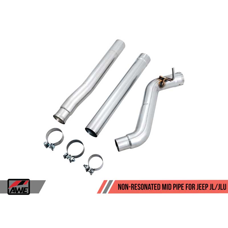 AWE Tuning | Non-Resonated Mid Pipe - Wrangler (JL) 2.0T / 3.6L 2018-2023 AWE Tuning Exhaust Pipes