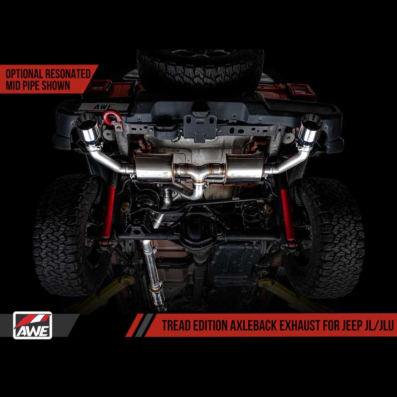 AWE Tuning | Tread Axle-Back Exhaust Black Tips - Wrangler JL / JLU 2.0T / 3.6L 2018-2022