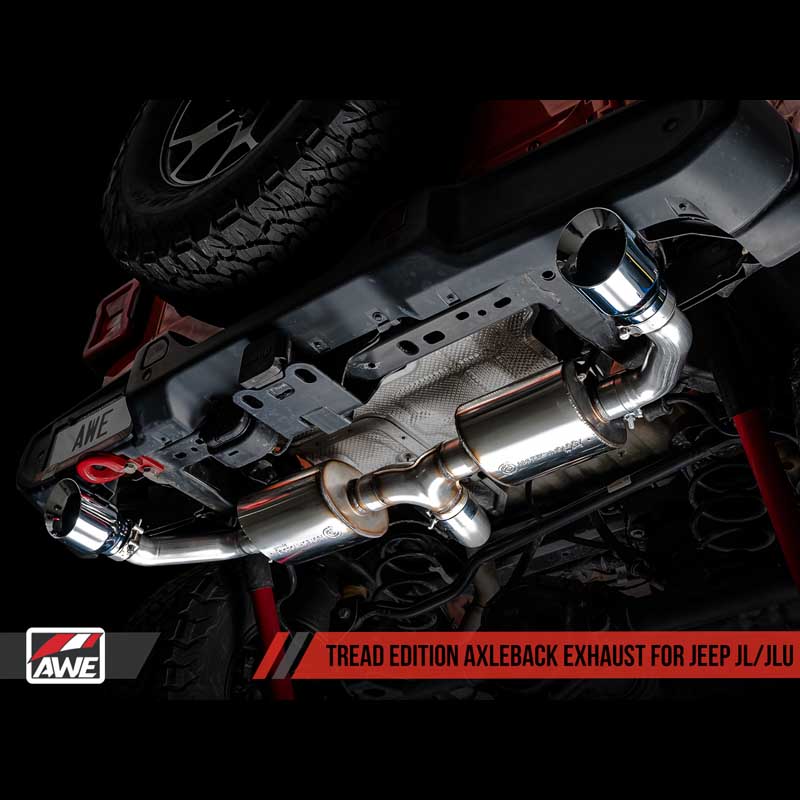 AWE Tuning | Tread Axle-Back Exhaust Black Tips - Wrangler JL / JLU 2.0T / 3.6L 2018-2022