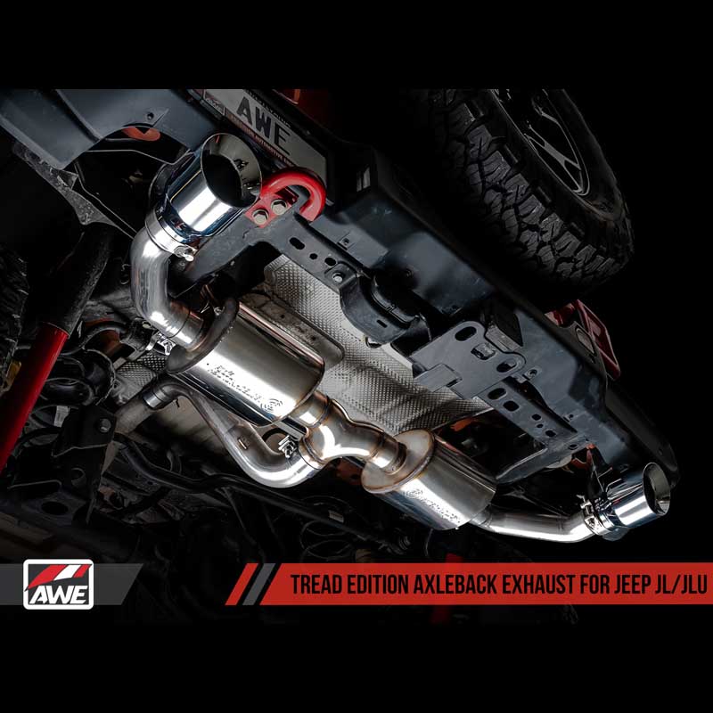 AWE Tuning | Tread Axle-Back Exhaust Black Tips - Wrangler JL / JLU 2.0T / 3.6L 2018-2022