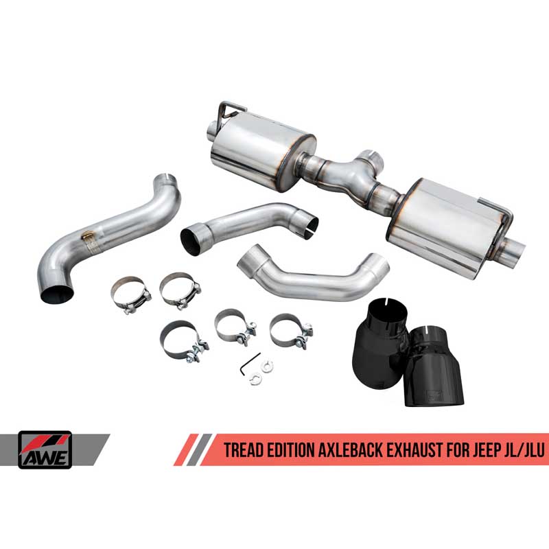 AWE Tuning | Tread Axle-Back Exhaust Black Tips - Wrangler JL / JLU 2.0T / 3.6L 2018-2022