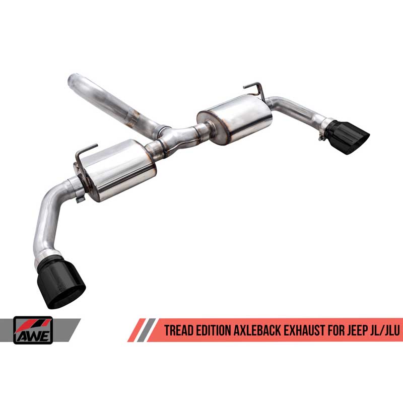 AWE Tuning | Tread Axle-Back Exhaust Black Tips - Wrangler JL / JLU 2.0T / 3.6L 2018-2022