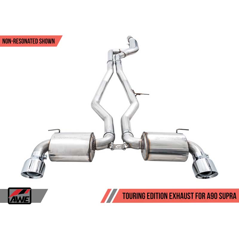 AWE Tuning | Touring Cat-Back Resonated Exhaust 5" Chrome Tips - GR Supra 3.0T 2020-2021