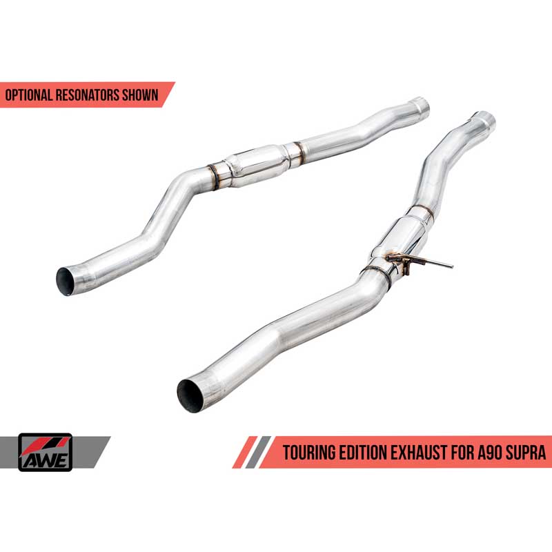 AWE Tuning | Touring Cat-Back Resonated Exhaust 5" Black Tips - GR Supra 3.0T 2020-2021