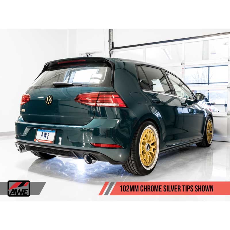 AWE Tuning | Track Cat-Back Exhaust Chrome Tips - Golf GTI MK7.5 2.0T 2018-2021