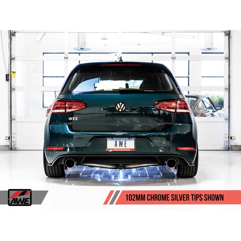 AWE Tuning | Track Cat-Back Exhaust Chrome Tips - Golf GTI MK7.5 2.0T 2018-2021