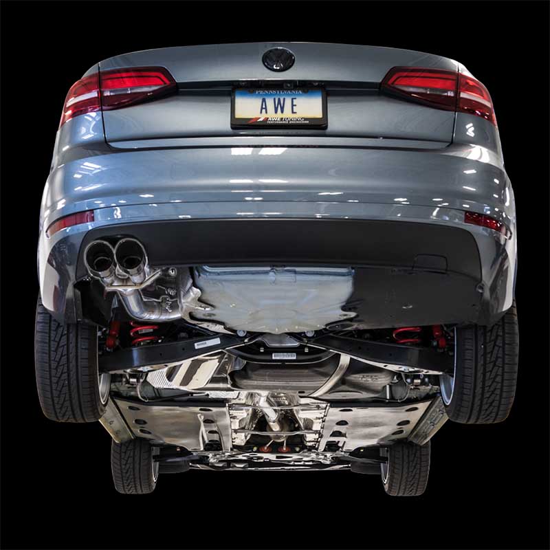 AWE Tuning | Track Cat-Back Exhaust Black Tips - Jetta 1.4T 2016-2018 AWE Tuning Cat-Back Exhausts