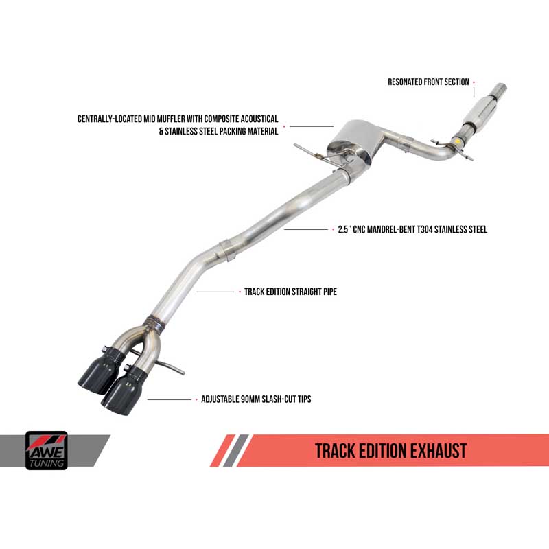 AWE Tuning | Track Cat-Back Exhaust Chrome Tips - Jetta 2.5L 2005-2014 AWE Tuning Cat-Back Exhausts
