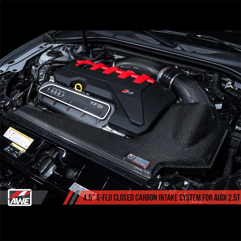 AWE Tuning | 4.5" S-FLO Closed Carbon Air Intake - RS3 8V / TT RS 8S 2.5T 2017-2021