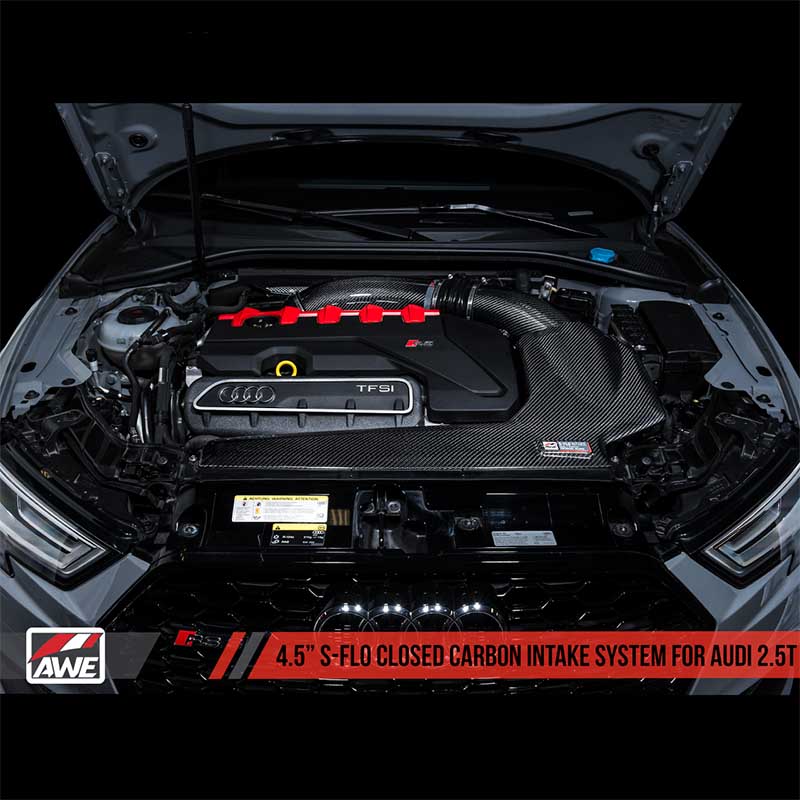 AWE Tuning | 4.5" S-FLO Closed Carbon Air Intake - RS3 8V / TT RS 8S 2.5T 2017-2021