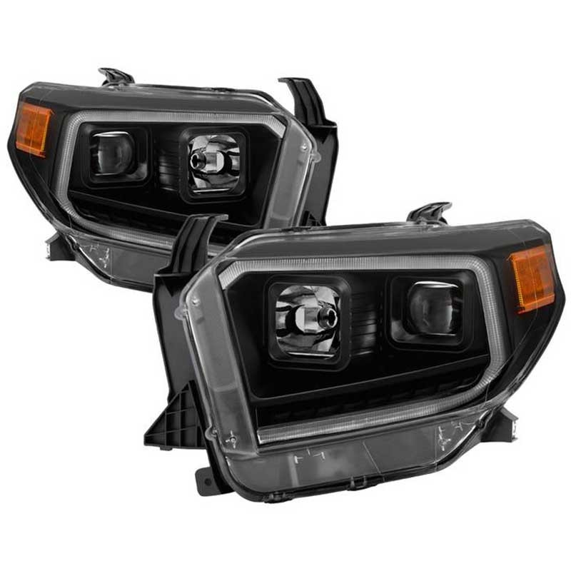 Xtune | Projector Headlights - DRL LED Light Bar - Black Smoked Xtune DRL Bar Headlights