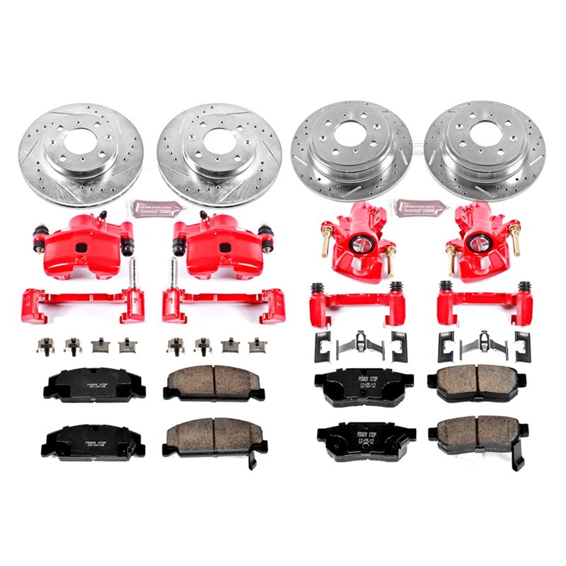 PowerStop | Z23 Evolution Sport Disc Brake Pad/Calipers & Rotor Kit - Front & Rear - Civic Si / Civic del Sol 1.6L 1992-1997 ...