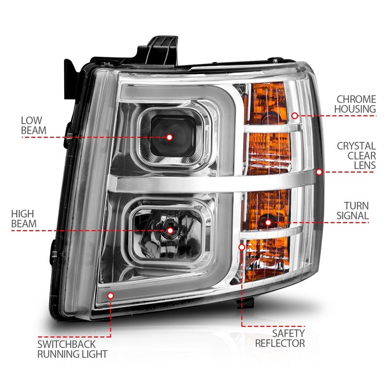 Anzo USA | Projector Headlight Set - Silverado 1500 / Silverado 2500 HD / Silverado 3500 HD 2007-2013