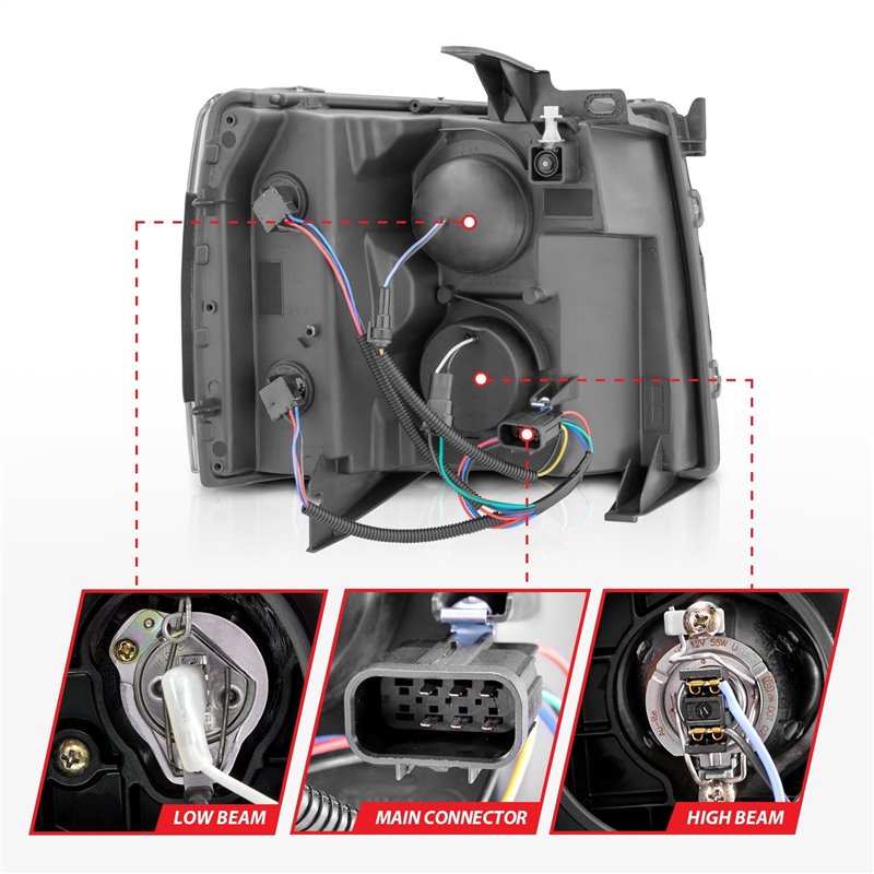 Anzo USA | Projector Headlight Set - Silverado 1500 / Silverado 2500 HD / Silverado 3500 HD 2007-2013