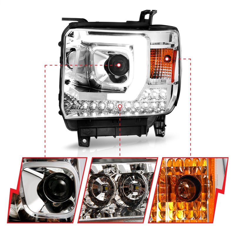 Anzo USA | Projector Headlight Set - Sierra 1500 / SLE / Sierra 2500 HD / Sierra 3500 HD 2014-2019