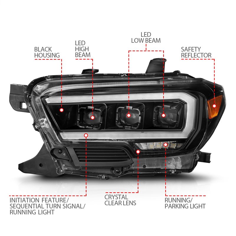 Anzo USA | Projector Headlight Set - Tacoma SR / SR5 2.7L / 3.5L 2016-2022