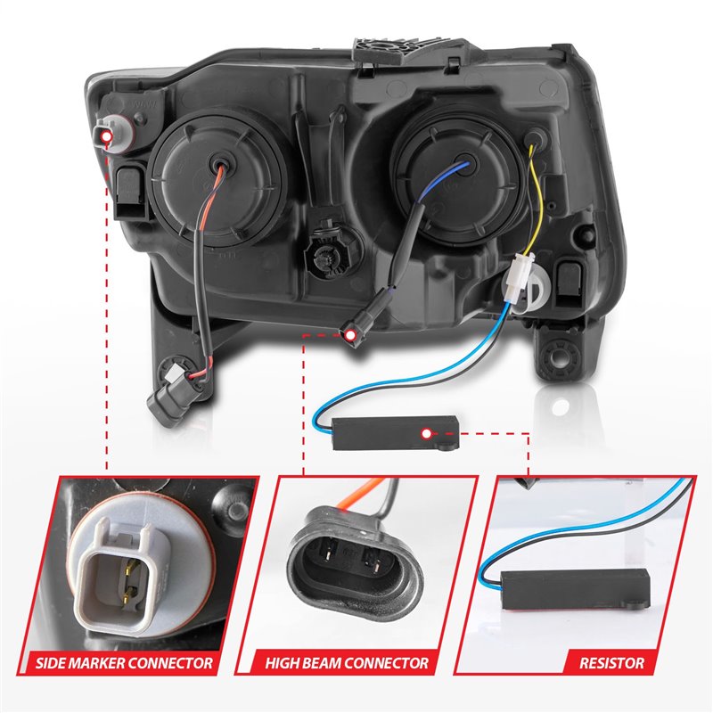 Anzo USA | Projector Headlight Set - Grand Cherokee 3.6L / 5.7L / 6.4L 2011-2013