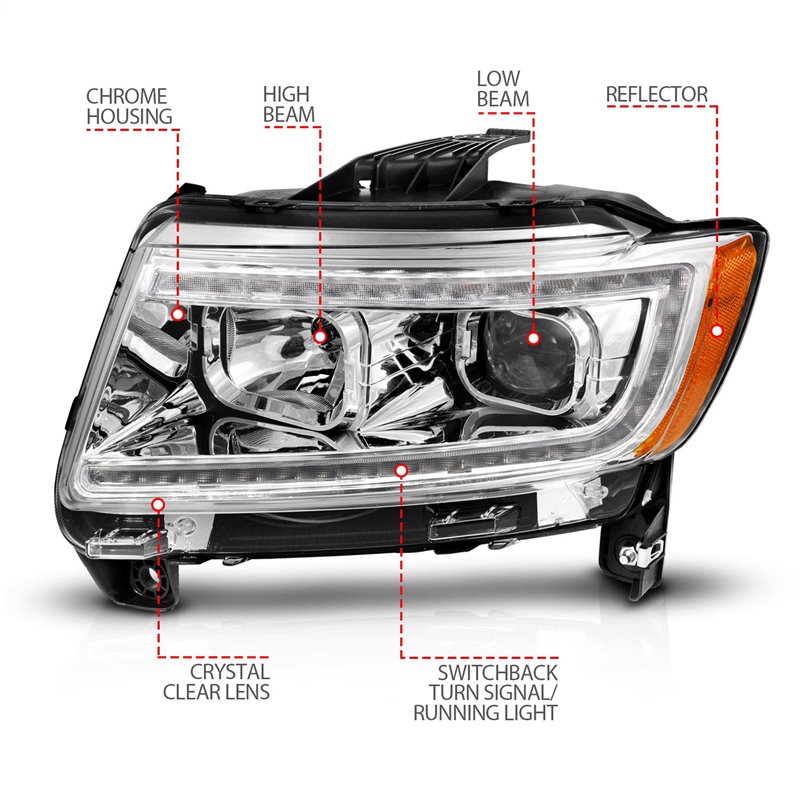 Anzo USA | Projector Headlight Set - Grand Cherokee 3.6L / 5.7L / 6.4L 2011-2013 Anzo USA Headlights