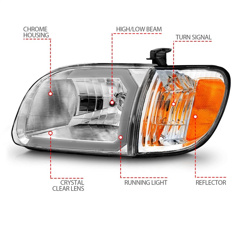 Anzo USA | Crystal Headlight Set - Tundra 3.4L / 4.7L 2000-2004 Anzo USA Headlights