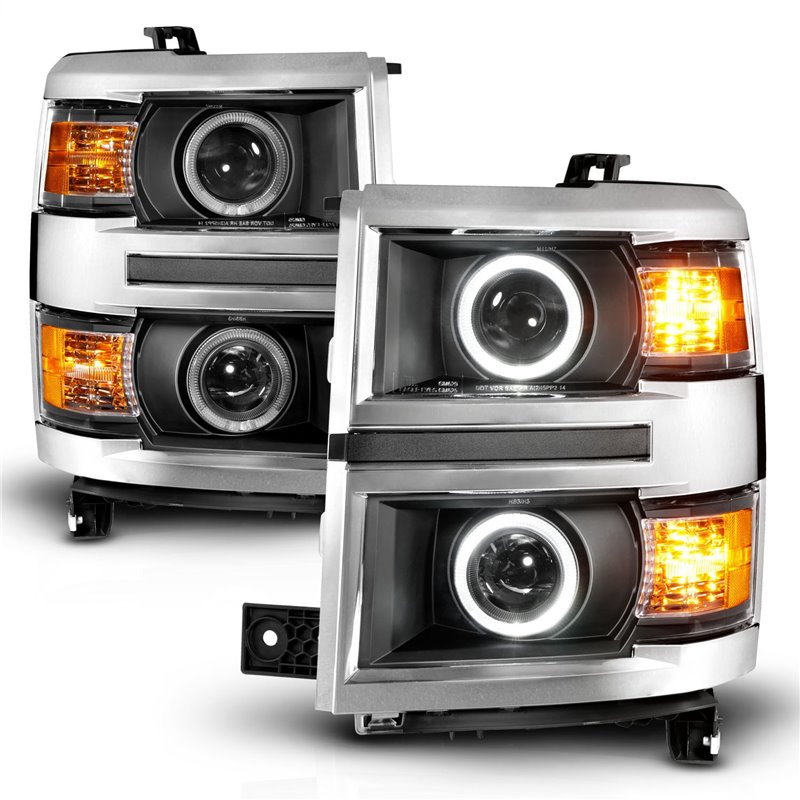 Anzo USA | Projector Headlight Set w/Halo - Silverado 1500 4.3L / 5.3L / 6.2L 2014-2015