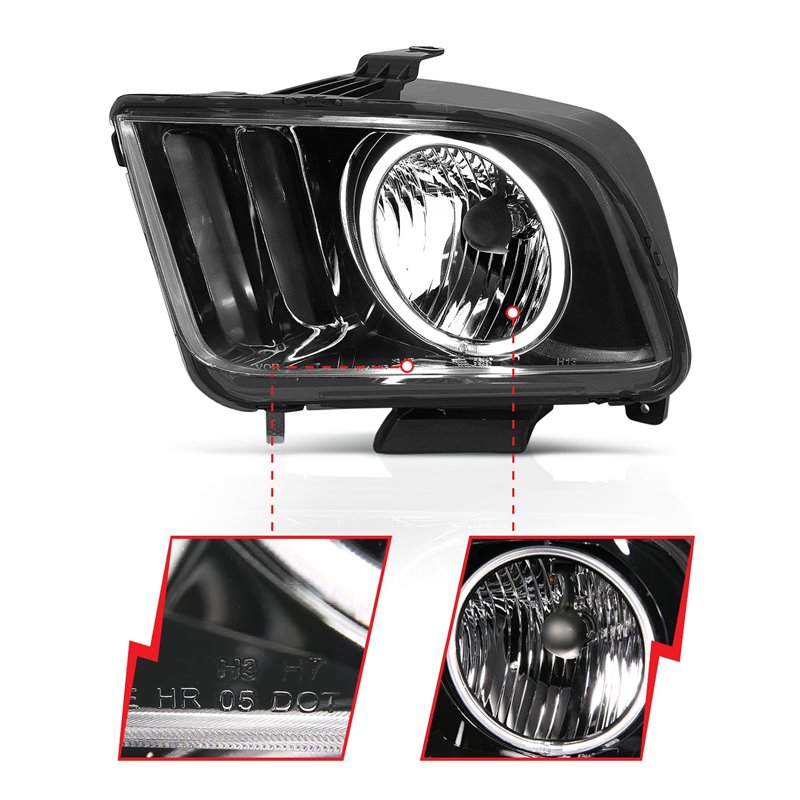 Anzo USA | Crystal Headlight Set w/Halo - Mustang 4.0L / 4.6L 2005-2009