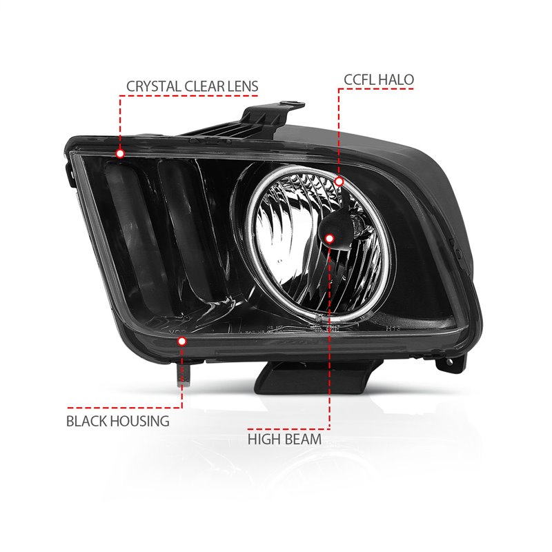 Anzo USA | Crystal Headlight Set w/Halo - Mustang 4.0L / 4.6L 2005-2009