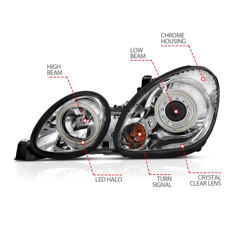 Anzo USA | Projector Headlight Set w/Halo - GS300 / GS400 / GS430 2000-2005