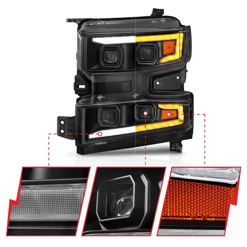 Anzo USA | LED Projector Headlight - Silverado 1500 / Silverado 1500 LTD 2019-2022