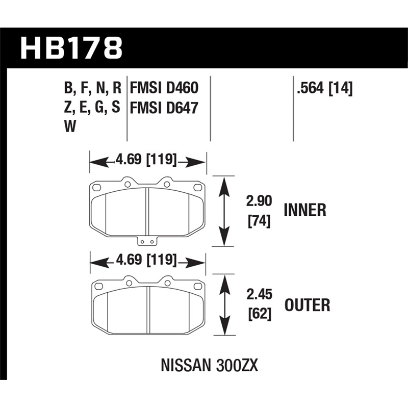 Hawk | HPS Disc Brake Pad - 300ZX / Skyline R32 GT-R 3.0L / 2.6T 1989-1996