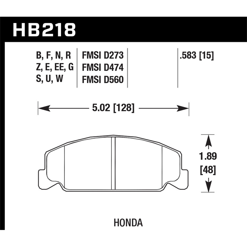 Hawk | HPS Disc Brake Pad - Civic / Civic del Sol / CRX 1.5L / 1.6L 1988-2000